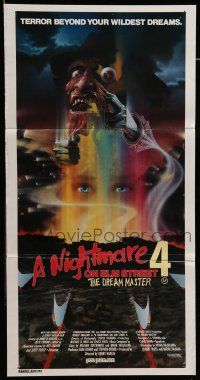 8r865 NIGHTMARE ON ELM STREET 4 Aust daybill '89 art of Englund as Freddy Krueger by Matthew Peak!
