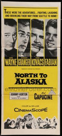 8r867 NORTH TO ALASKA Aust daybill R60s John Wayne & sexy Capucine adventure in the Yukon!