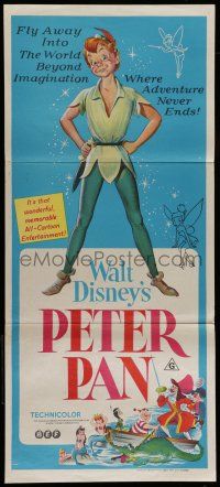 8r875 PETER PAN Aust daybill R74 Disney cartoon fantasy classic, where adventure never ends!