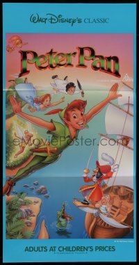8r876 PETER PAN Aust daybill R92 Walt Disney animated cartoon fantasy classic, great art!