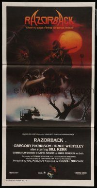 8r891 RAZORBACK Aust daybill '84 Australian horror, cool artwork by Clinton!