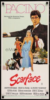 8r912 SCARFACE Aust daybill '83 art of Al Pacino as Tony Montana, Michelle Pfeiffer!