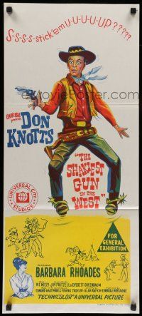 8r918 SHAKIEST GUN IN THE WEST Aust daybill '68 full-length stone litho of wacky Don Knotts!