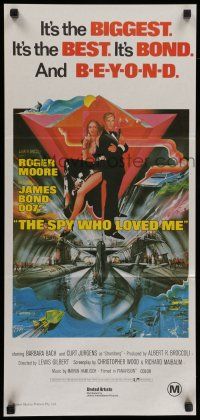 8r933 SPY WHO LOVED ME Aust daybill R80s great art of Roger Moore as James Bond 007 by Bob Peak!