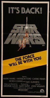 8r939 STAR WARS Aust daybill R81 George Lucas epic, art by Tom Jung, the Force will be with you!
