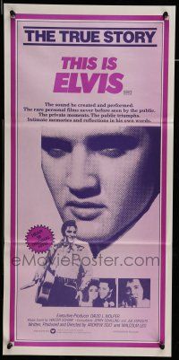 8r972 THIS IS ELVIS Aust daybill '81 Elvis Presley rock 'n' roll biography, portrait of The King!