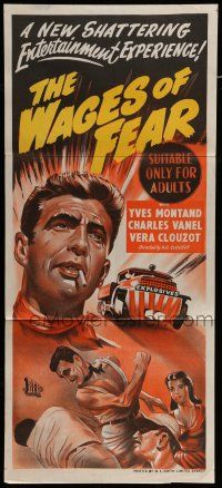 8r984 WAGES OF FEAR Aust daybill '53 Yves Montand, Henri-Georges Clouzot's suspense classic!