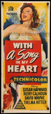 8r990 WITH A SONG IN MY HEART Aust daybill '52 elegant Susan Hayward as singer Jane Froman!