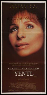 8r995 YENTL Aust daybill '83 close-up of star & director Barbra Streisand, nothing's impossible!