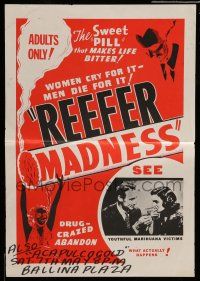 8r386 REEFER MADNESS Aust special poster R70s teens & marijuana are youthful marihuana victims!