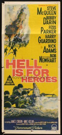 8r789 HELL IS FOR HEROES Aust daybill '62 Steve McQueen, Bob Newhart, Fess Parker, Bobby Darin