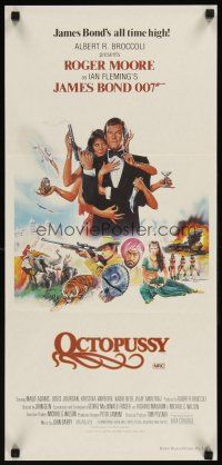 8r868 OCTOPUSSY Aust daybill '83 art of Maud Adams & Roger Moore as James Bond by Daniel Goozee!