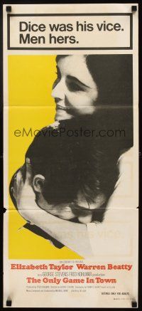 8r872 ONLY GAME IN TOWN Aust daybill '69 Elizabeth Taylor & Warren Beatty, in love in Las Vegas!