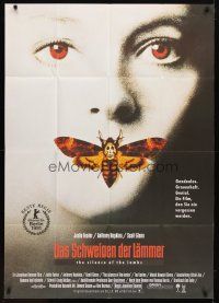 8r507 SILENCE OF THE LAMBS German 33x47 '90 great image of Jodie Foster with moth over mouth!