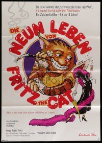 8r599 NINE LIVES OF FRITZ THE CAT German '74 AIP, Robert Crumb, great art of smoking cartoon feline!