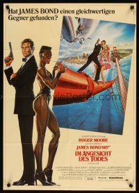 8r639 VIEW TO A KILL German '85 art of Moore as Bond 007 & sexy Grace Jones by Goozee!