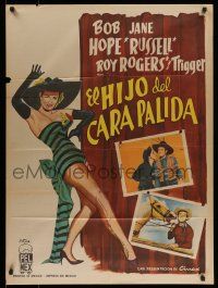 8r360 SON OF PALEFACE Mexican poster '52 Roy Rogers & Trigger, Bob Hope, sexy Jane Russell!