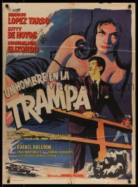 8r362 UN HOMBRE EN LA TRAMPA Mexican poster '65 Ignacio Lopez Tarso, sexiest Kitty de Hoyos!