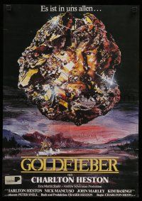 8r494 MOTHER LODE German 17x24 video poster '82 Charlton Heston, different art of huge gold nugget!