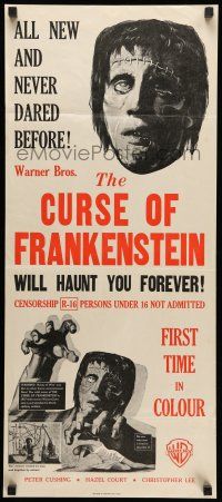 8r711 CURSE OF FRANKENSTEIN New Zealand daybill '57 Hammer, art of monster Christopher Lee!