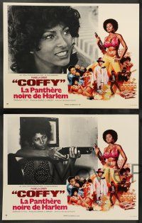 8r168 COFFY 12 French LCs '73 images of baddest chick Pam Grier, Jack Hill blaxploitation classic!