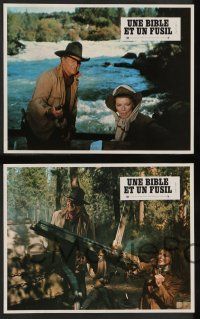 8r152 ROOSTER COGBURN 16 French LCs '75 great images of cowboy John Wayne & Katharine Hepburn!