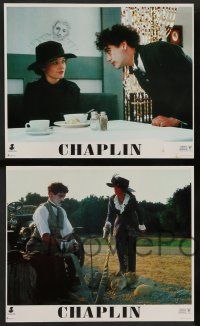 8r081 CHAPLIN 8 Mexican LCs '92 Geraldine Chaplin, great images of Robert Downey Jr. as Charlie!