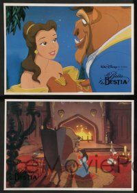 8r075 BEAUTY & THE BEAST 12 Spanish LCs '91 Walt Disney cartoon classic, cool art of cast!