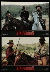8r077 UNFORGIVEN 7 Spanish LCs '92 great images of cowboy Clint Eastwood, Morgan Freeman!