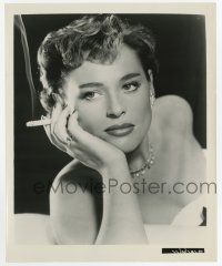 8s128 BELLA DARVI 8.25x10 still '50s sexiest close portrait with burning cigarette in her hand!