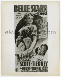 8s130 BELLE STARR 8x10.25 still '41 art of sexy Gene Tierney & Randolph Scott used on the 3-sheet!