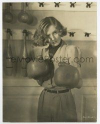 8s166 BREAKFAST FOR TWO 7.75x9.75 still '37 great c/u of sexy Barbara Stanwyck with boxing gloves!