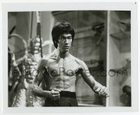 8s261 ENTER THE DRAGON 8.25x10 still '73 Bruce Lee in final battle with Han's cuts on stomach!