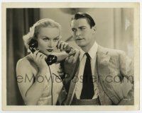8s290 GAY BRIDE 8x10.25 still '34 Chester Morris listens in on Carole Lombard's phone conversation