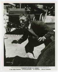8s320 GUNFIGHT AT THE O.K. CORRAL 8.25x10 still '57 Kirk Douglas as Doc Holliday crouching w/ gun!