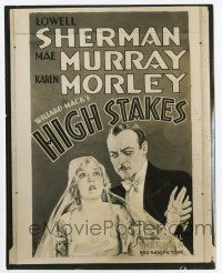 8s344 HIGH STAKES 8x10.25 still '31 art of Lowell Sherman & scared Mae Murray used on the 1-sheet!