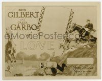 8s502 LOVE 8x10.25 still '27 art of John Gilbert thrown from his horse used on some advertising!