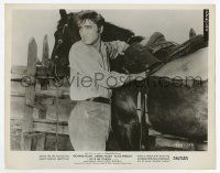 8s506 LOVE ME TENDER 8x10.25 still '56 great close up of Elvis Presley standing by his horse!