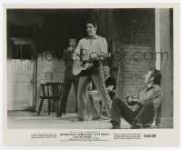 8s505 LOVE ME TENDER 8.25x10 still '56 family smiles at Elvis Presley playing guitar on porch!