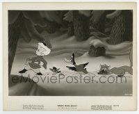 8s528 MAKE MINE MUSIC 8.25x10 still '46 Disney feature cartoon, boy leads animals through snow!