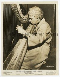 8s623 NIGHT IN CASABLANCA 8x10.25 still '46 close up of Harpo Marx playing the harp!