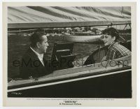 8s745 SABRINA 8x10.25 still '54 great c/u of pretty Audrey Hepburn & Humphrey Bogart in sailboat!