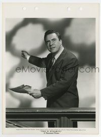 8s932 TURNING POINT 8x11 key book still '52 great c/u of Edmond O'Brien holding papers & pointing!