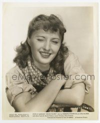 8s954 UNION PACIFIC 8.25x10 still '39 close up of Barbara Stanwyck smiling & winking!