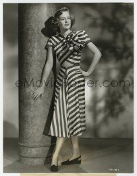 8s067 ALEXIS SMITH 7.5x9.75 still '48 in a sexy striped sateen summer dress with bare midriff!