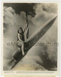8s854 SUSAN HAYWARD 8x10.25 still '38 in skimpy patriotic outfit on soaring 4th of July rocket!