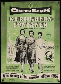 8t661 THREE COINS IN THE FOUNTAIN Danish '55 Dorothy McGuire, Jean Peters, McNamara, Stilling!