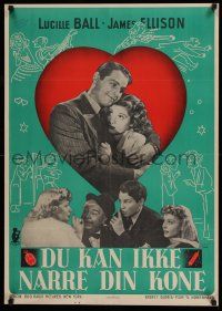 8t674 YOU CAN'T FOOL YOUR WIFE Danish '40 Lucille Ball, James Ellison, Bloehl art/design!