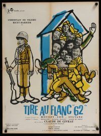 8t201 ARMY GAME French 22x30 '60 Givray & Truffaut, wacky art of top cast by Cabu!