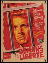 8t207 BRUTE FORCE French 24x31 '48 different Lefebvre art of Burt Lancaster behind bars!